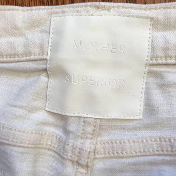 Mother the Hustler Roller Jeans Womens 33 Cream Act Natural High Rise Wide Leg - Picture 7 of 14